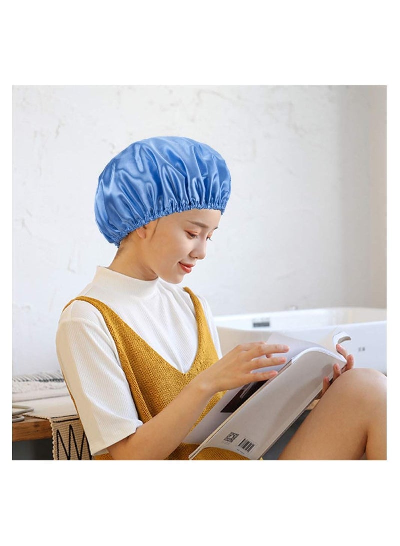 Shower Cap Hat EVA Caps Double Waterproof Layers Bathing Hair Protection Reusable for Women Medium Size Ocean Blue Light Purple Gold Rose Red - Image 5
