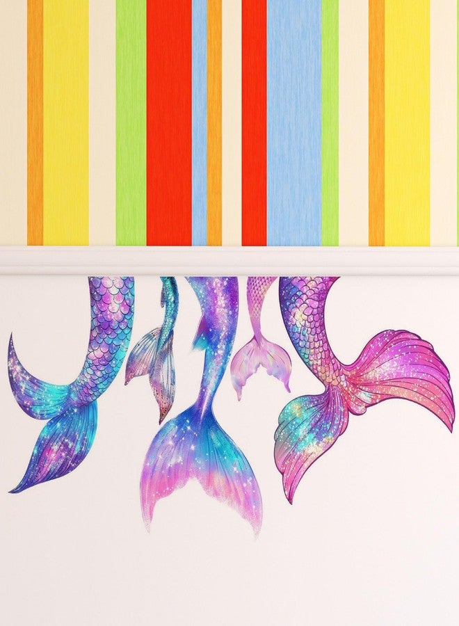Saomour Creative Colored Mermaid Tail Self-Adhesive Wall Decal Dressing Table Background Wall Stickers Girls' Room Wall Decor Art - Image 2