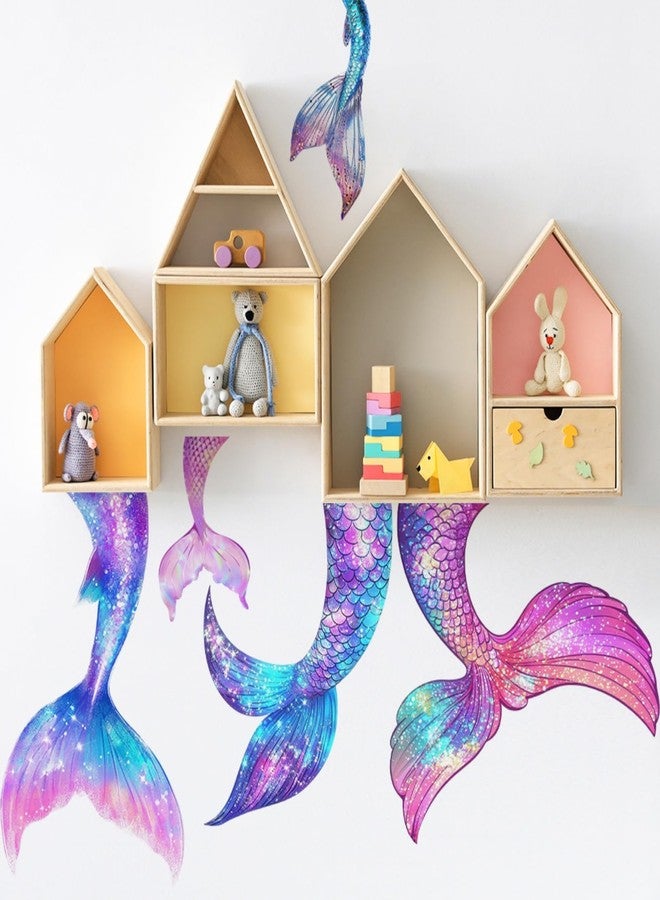 Saomour Creative Colored Mermaid Tail Self-Adhesive Wall Decal Dressing Table Background Wall Stickers Girls' Room Wall Decor Art - Image 4