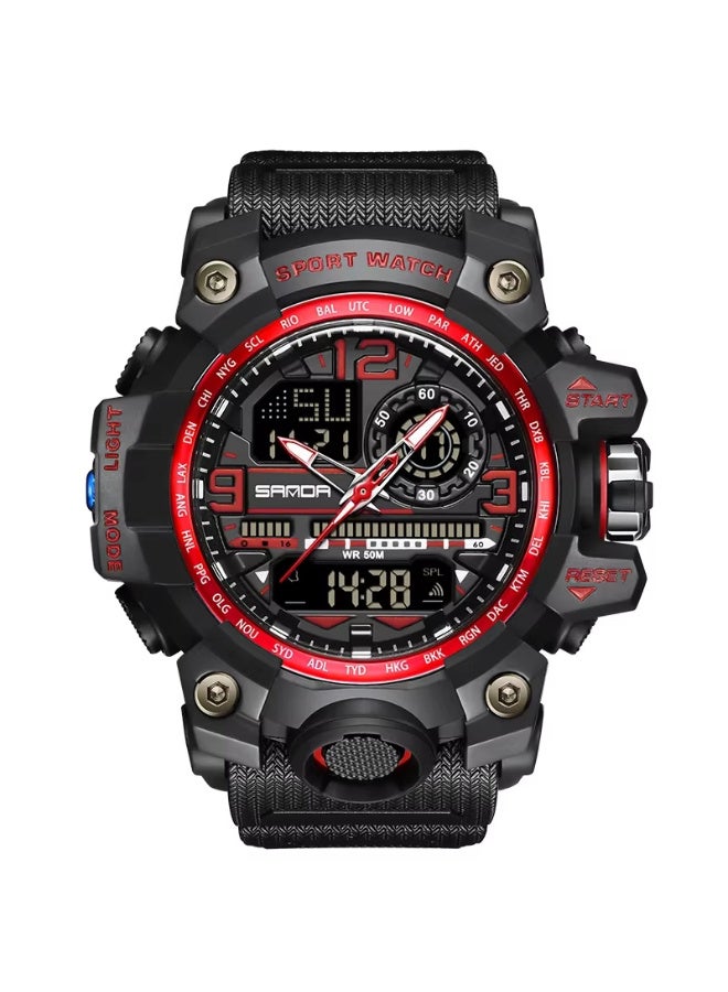 Sanda 3133 Fashionable And Cool Watch Men'S Outdoor Swimming Sports Waterproof Watch Junior High School Students Multi-Functional Dual Display Electronic Watch - Image 1