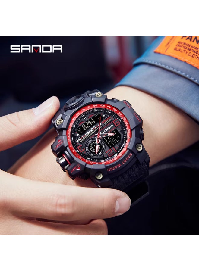 Sanda 3133 Fashionable And Cool Watch Men'S Outdoor Swimming Sports Waterproof Watch Junior High School Students Multi-Functional Dual Display Electronic Watch - Image 3