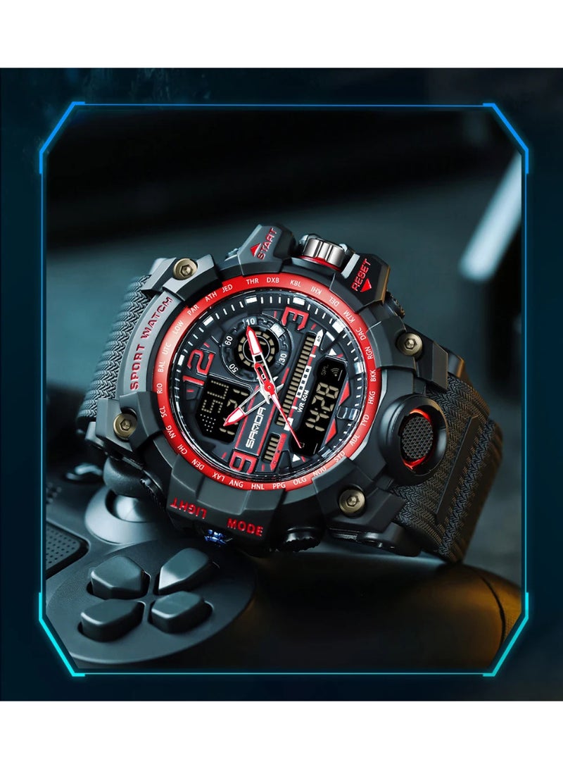 Sanda 3133 Fashionable And Cool Watch Men'S Outdoor Swimming Sports Waterproof Watch Junior High School Students Multi-Functional Dual Display Electronic Watch - Image 2