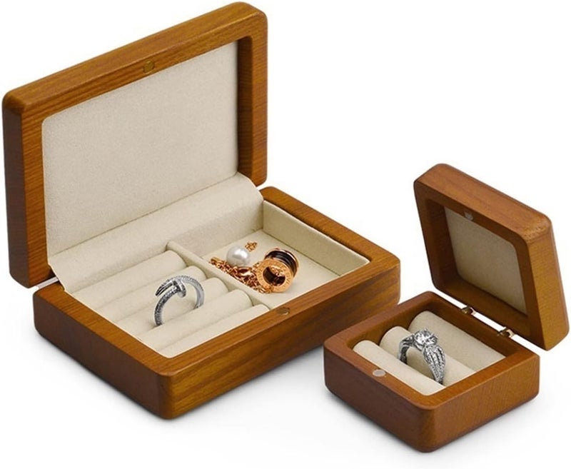Jewelry Box Solid Wood Microfiber Ring Organizer Case Earring Box Jewelry Prop Storage Showcase for Bracelets Earrings Rings Necklaces Watches (Color : SM12801SM12803 Size : 1) (Sm12801sm12803 1) - Image 3