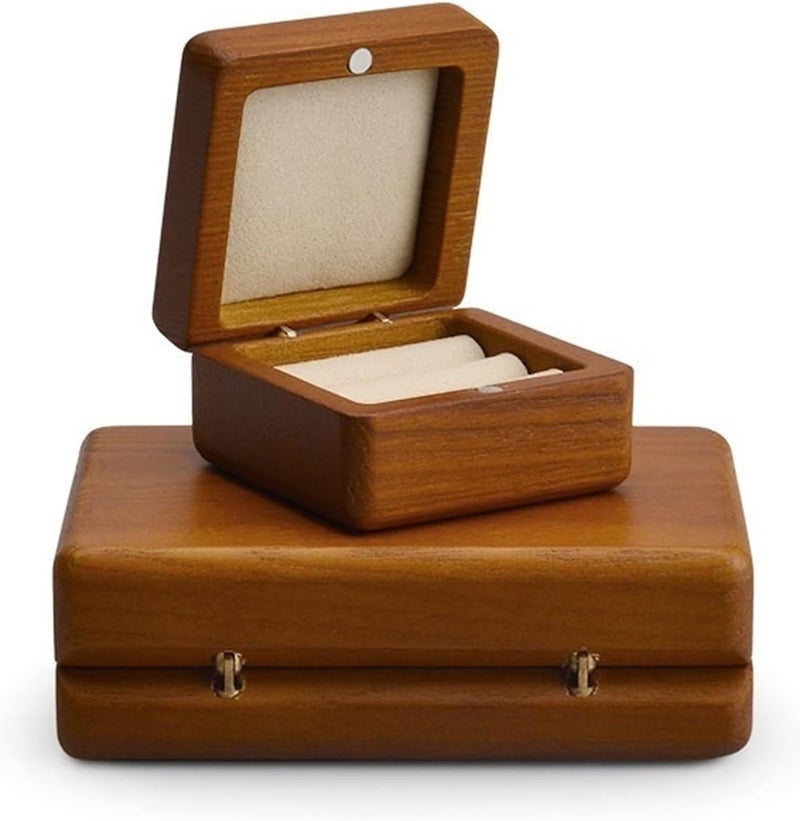 Jewelry Box Solid Wood Microfiber Ring Organizer Case Earring Box Jewelry Prop Storage Showcase for Bracelets Earrings Rings Necklaces Watches (Color : SM12801SM12803 Size : 1) (Sm12801sm12803 1) - Image 2