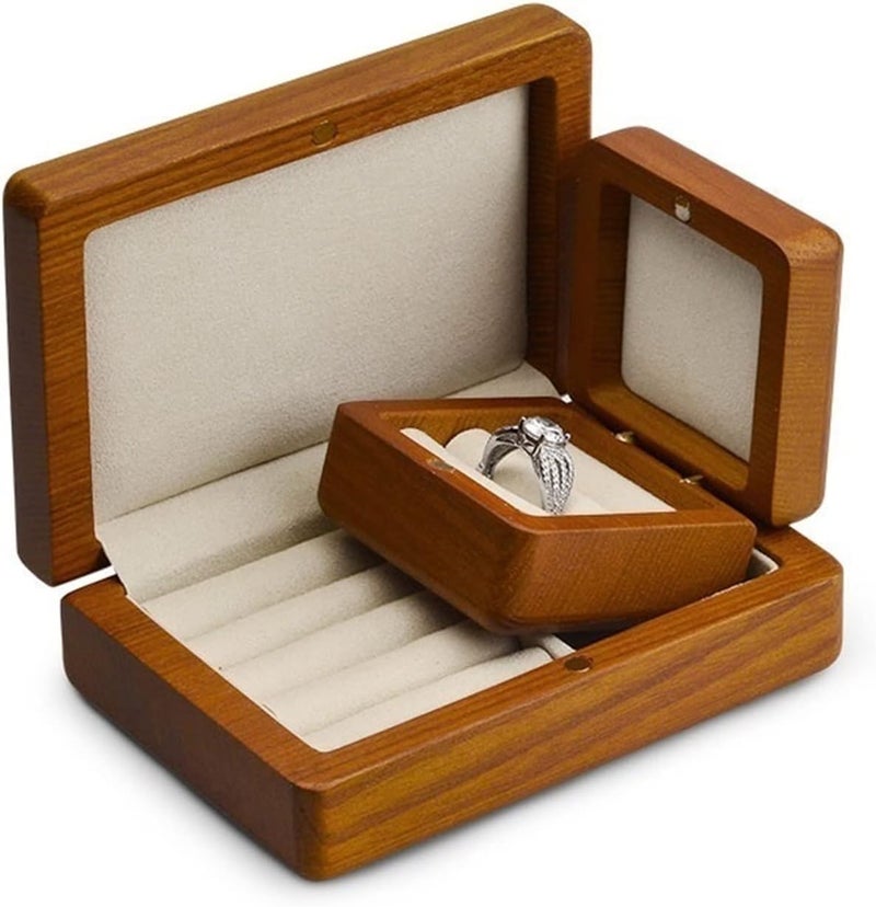 Jewelry Box Solid Wood Microfiber Ring Organizer Case Earring Box Jewelry Prop Storage Showcase for Bracelets Earrings Rings Necklaces Watches (Color : SM12801SM12803 Size : 1) (Sm12801sm12803 1) - Image 4