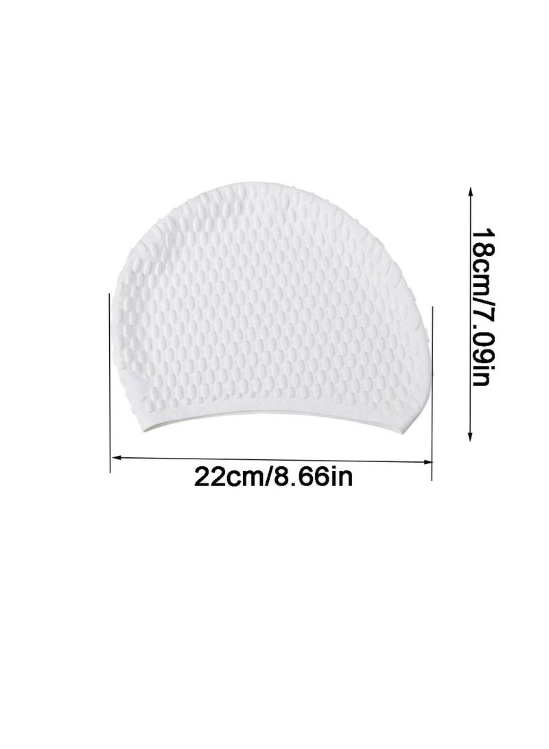 Silicone Swim Cap Non-Slip Large Swimming Caps for Long Hair Unisex Bathing Cap (White) - Image 5