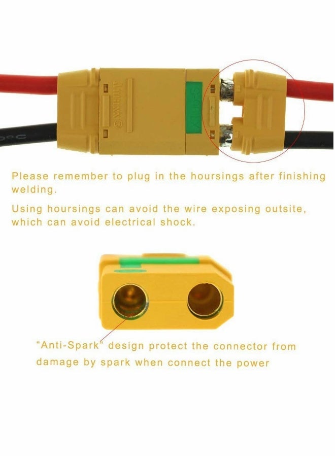 Connectors, Anti-Spark Male Female Connector, XT90S, XT90-S, XT90, for RC Quadcopter Brushless Motor, for FPV Drone Lipo Battery ESC and Charge Lead (5Pairs) - Image 4