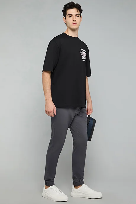 أر أند بي Solid Jogger Pants with Drawstring Waist