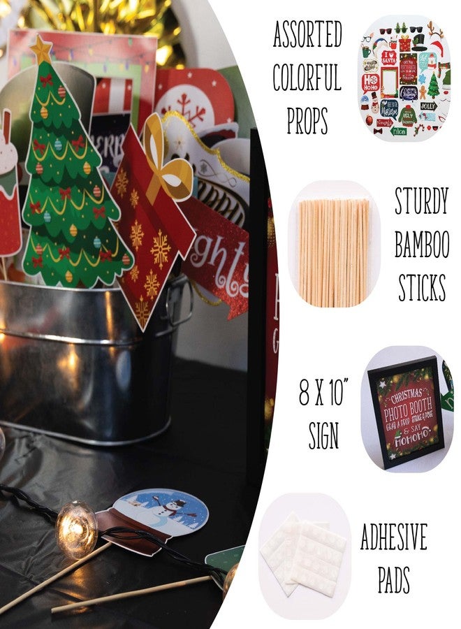 Outside The Booth Christmas Photo Booth Props - 41-pc Photobooth Kit with 8 x 10-Inch Sign, 60 Adhesive Pads, 45 Sticks - Christmas Photobooth Props - Holiday Photobooth Prop - Image 2