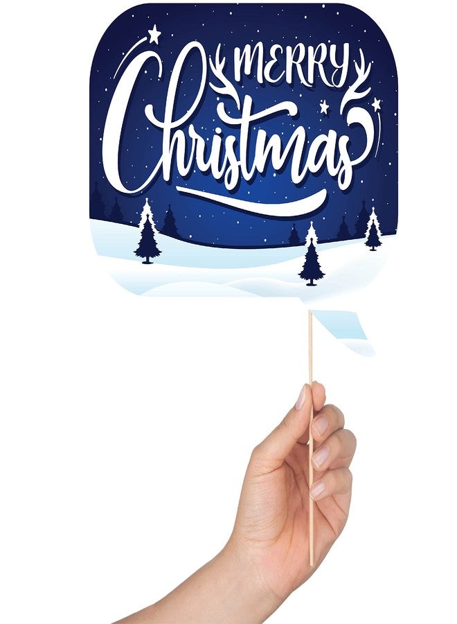Outside The Booth Christmas Photo Booth Props - 41-pc Photobooth Kit with 8 x 10-Inch Sign, 60 Adhesive Pads, 45 Sticks - Christmas Photobooth Props - Holiday Photobooth Prop - Image 3