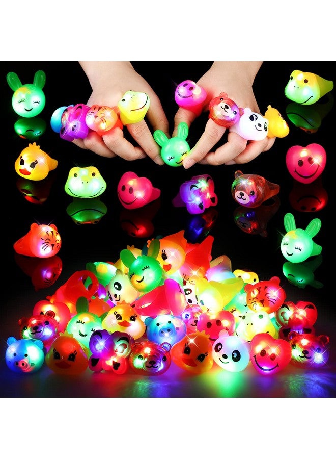 Skylety Skylety 80 Pack LED Light up Bumpy Rings for Kids Bulk Light up Rings Party Favors Glow in The Dark Party Supplies Flashing Finger for Birthday Classroom Rewards Treasure Box Prizes(Cute Style)  - Image 2