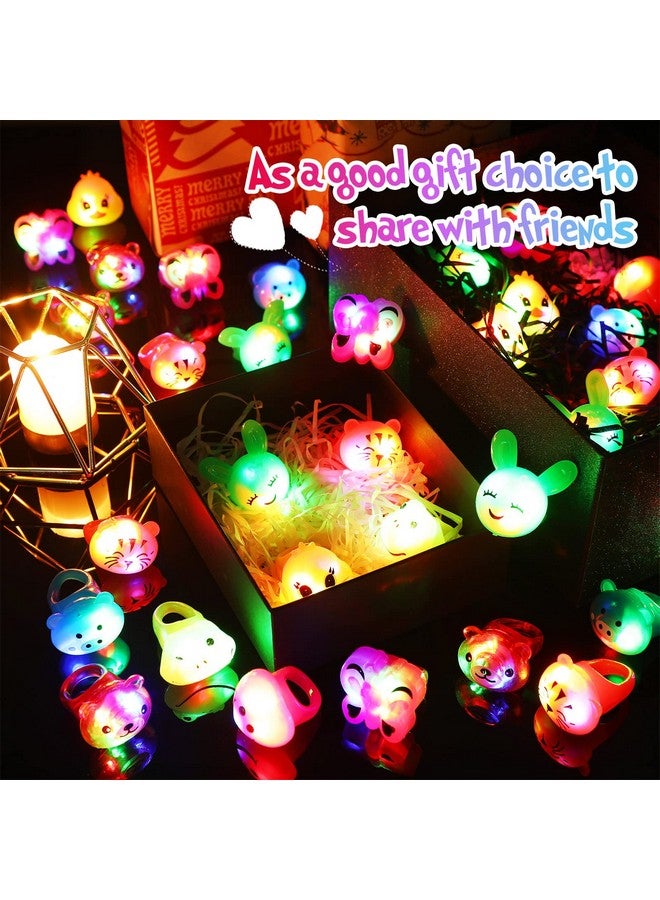 Skylety Skylety 80 Pack LED Light up Bumpy Rings for Kids Bulk Light up Rings Party Favors Glow in The Dark Party Supplies Flashing Finger for Birthday Classroom Rewards Treasure Box Prizes(Cute Style)  - Image 3