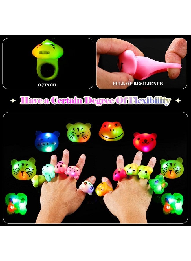 Skylety Skylety 80 Pack LED Light up Bumpy Rings for Kids Bulk Light up Rings Party Favors Glow in The Dark Party Supplies Flashing Finger for Birthday Classroom Rewards Treasure Box Prizes(Cute Style)  - Image 5