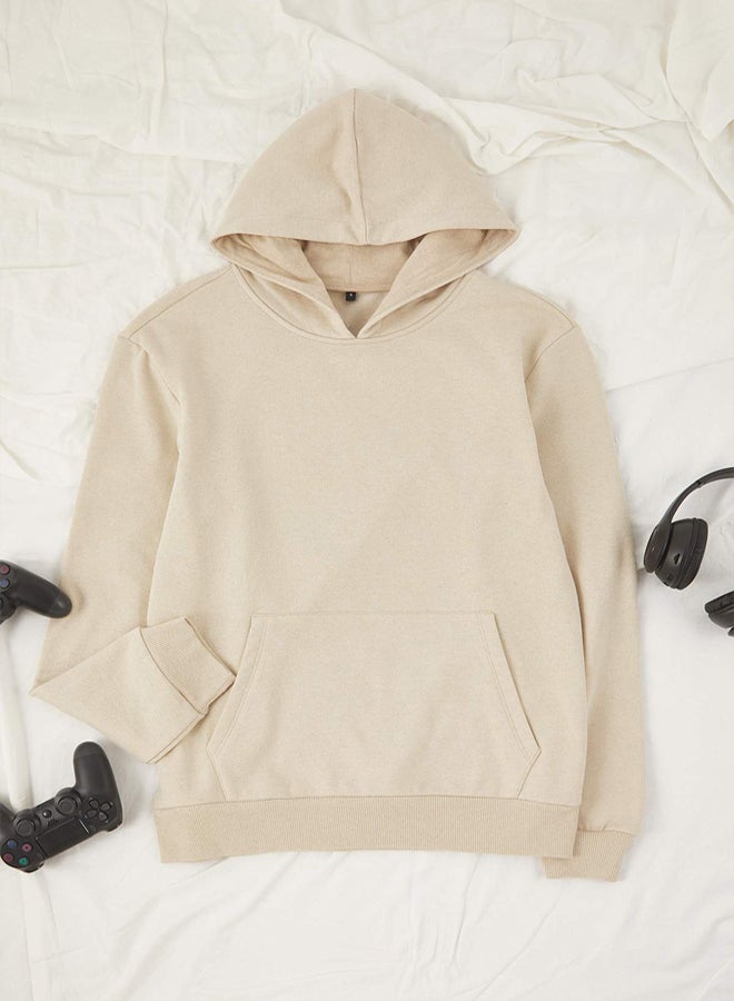 trendyol Beige Top Regular Bottom Straight Cut Ribbed Detail Inside Ribbed Sweatpants Set - Image 5