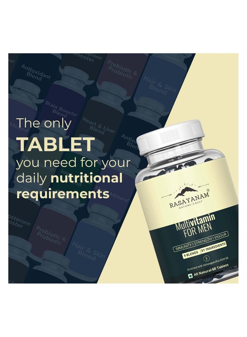 Rasayanam Multivitamin for Men - 60 Tablets | 51 ingredients & 9 Blends For Overall Health - Image 3