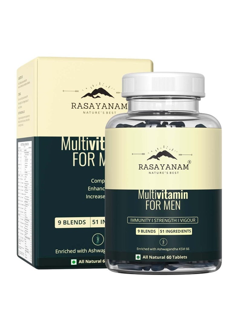 Rasayanam Multivitamin for Men - 60 Tablets | 51 ingredients & 9 Blends For Overall Health - Image 2