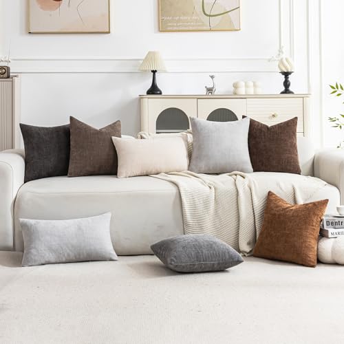 Cozoomy Set of 4 Soft Textured Throw Pillow Covers 18x18 Inch Cozy Decorative Farmhouse Cushion Cover Square Accent Pillow Cases for Bed Couch Sofa Living Room Beige Taupe Brown - Image 3