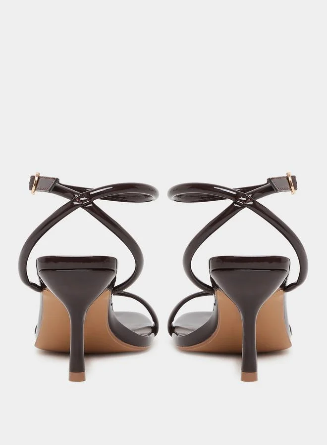 Styli Plain Ankle Strap Stiletto Heel Sandals