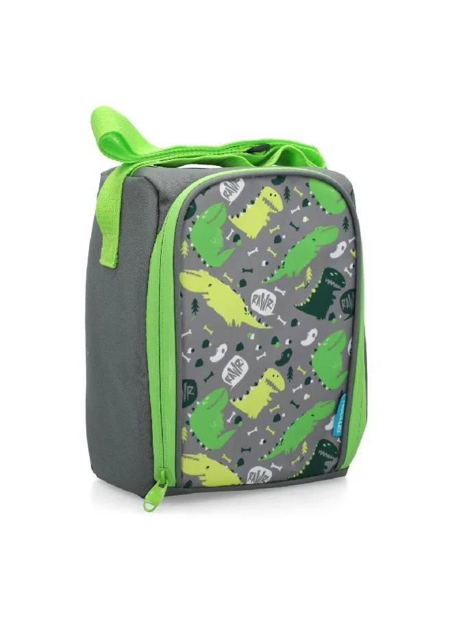 smash Crocodile Printed Zipper Closure Lightweight Insulated Lunch Bag Grey and Green 27 x 22 x 10 cm 34266