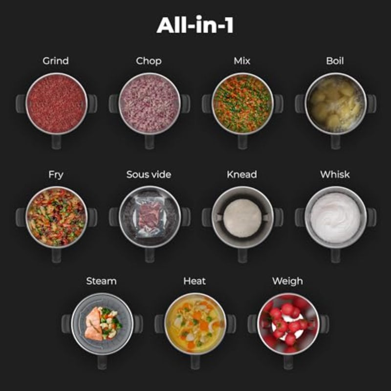 CR1S GastroLab - روبوت المطبخ الذكي مع أكثر من 180 وصفة، واي فاي، 8 برامج تلقائية، وعاء من الفولاذ المقاوم للصدأ سعة 3.5 لتر، موازين مدمجة، شاشة تعمل باللمس، جهاز طهي الكل في واحد - Image 4