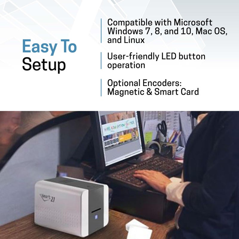 IDP IDP IDP SMART-21S ID Card Simplex Printer Kit with PC Only Software, 100 Print YMCKO Color Ribbon, and 100 PVC Plastic Cards - Image 5