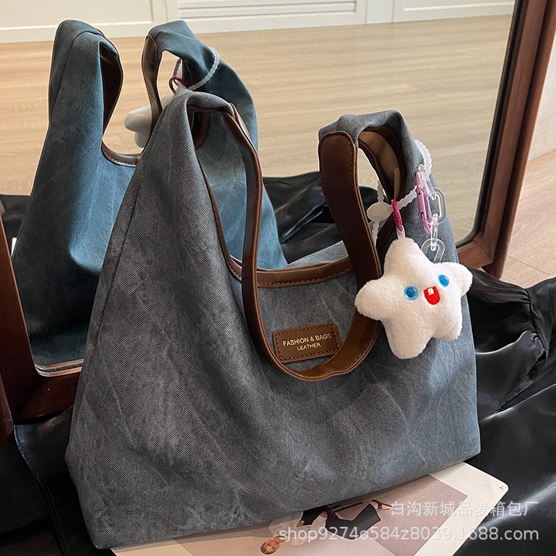 Fashion Retro Big Bag For Women 2023 New Tote Bag Large Capacity Simple Shoulder Bag Popular Textured Commuter Bag - Image 3