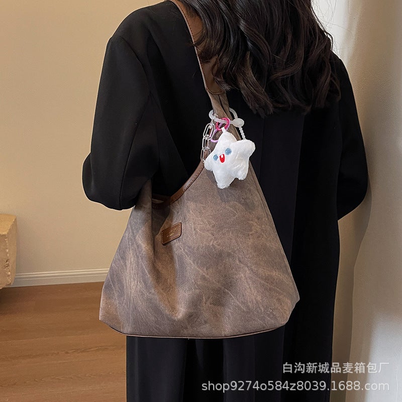 Fashion Retro Big Bag For Women 2023 New Tote Bag Large Capacity Simple Shoulder Bag Popular Textured Commuter Bag - Image 5