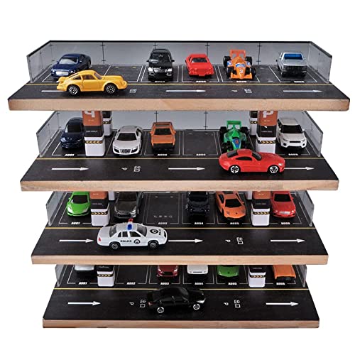 kivcmds 1/64 Scale 4-Tiers Diecast Model Car Display Case for Lego Vehicles Hot Wheels Nascar Diorama Scene Parking Lot - Image 1