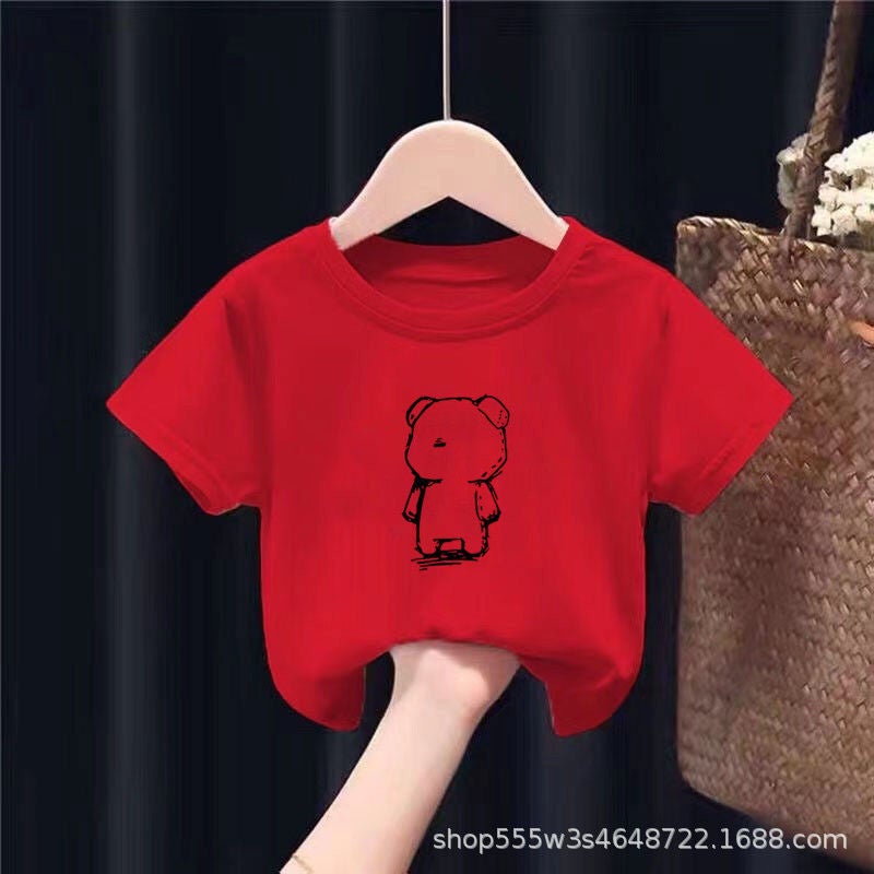 Cotton Children'S Short-Sleeved T-Shirt 2024 Style Small And Medium-Sized Children'S Top Half-Sleeved Baby Base Shirt For Boys And Girls - Image 1