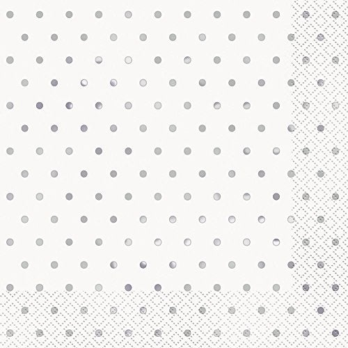 Unique Elegant Silver Foil Dots Luncheon Napkins (Pack of 16) - Premium Foil Stamped Design, Perfect for Weddings & Special Occasions - Image 1
