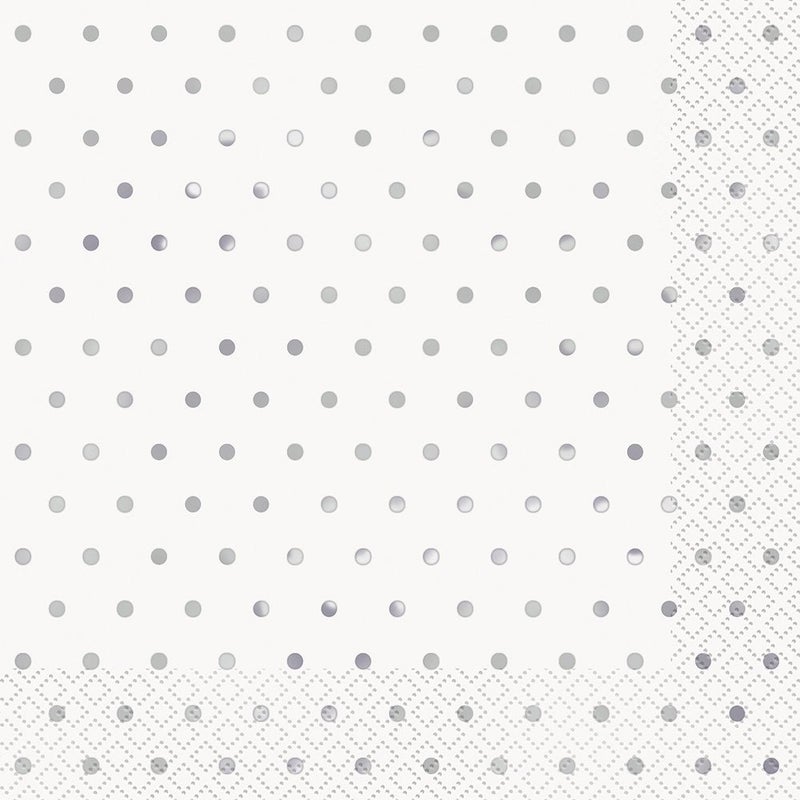Unique Elegant Silver Foil Dots Luncheon Napkins (Pack of 16) - Premium Foil Stamped Design, Perfect for Weddings & Special Occasions - Image 4
