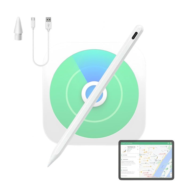 TECPHILE iPad Pencil Stylus Pen for iPad with Find My Device, Compatible iPads 2018 &2025, iPad Air 4/5/M2/M3, Pro11/12.9/M4, iPad11th/10thGen Palm Rejection, Tilt Sensitivity, Magnetic Adsorption - Image 1