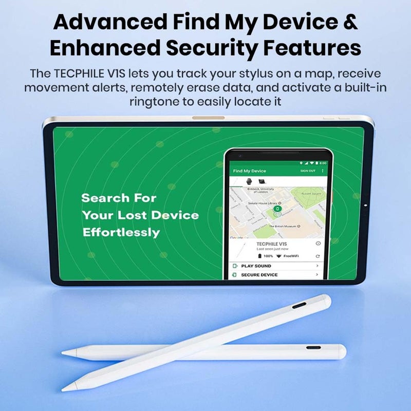 TECPHILE iPad Pencil Stylus Pen for iPad with Find My Device, Compatible iPads 2018 &2025, iPad Air 4/5/M2/M3, Pro11/12.9/M4, iPad11th/10thGen Palm Rejection, Tilt Sensitivity, Magnetic Adsorption - Image 3