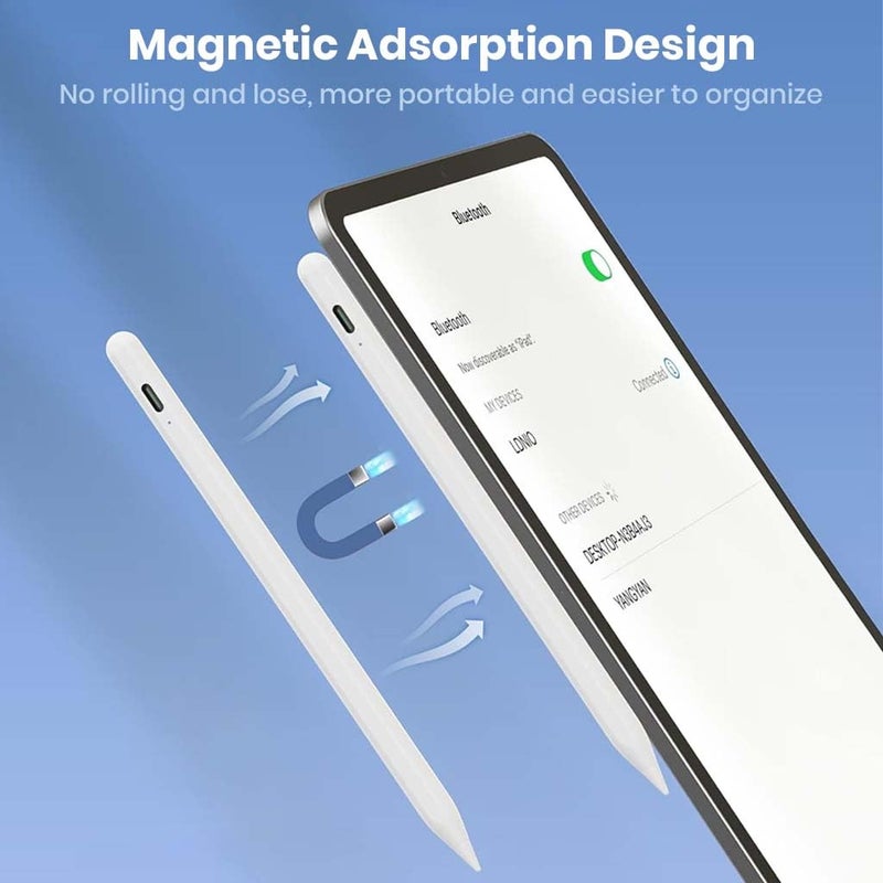 TECPHILE iPad Pencil Stylus Pen for iPad with Find My Device, Compatible iPads 2018 &2025, iPad Air 4/5/M2/M3, Pro11/12.9/M4, iPad11th/10thGen Palm Rejection, Tilt Sensitivity, Magnetic Adsorption - Image 5