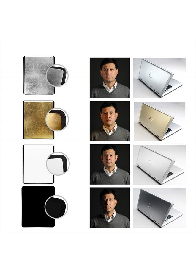 Selens 18" x24in Light Reflector Flag with Frame, 5-in-1 Cover Cloth and Diffuser Gold & Silver, Black & White for Studio Photography Lighting - Image 5