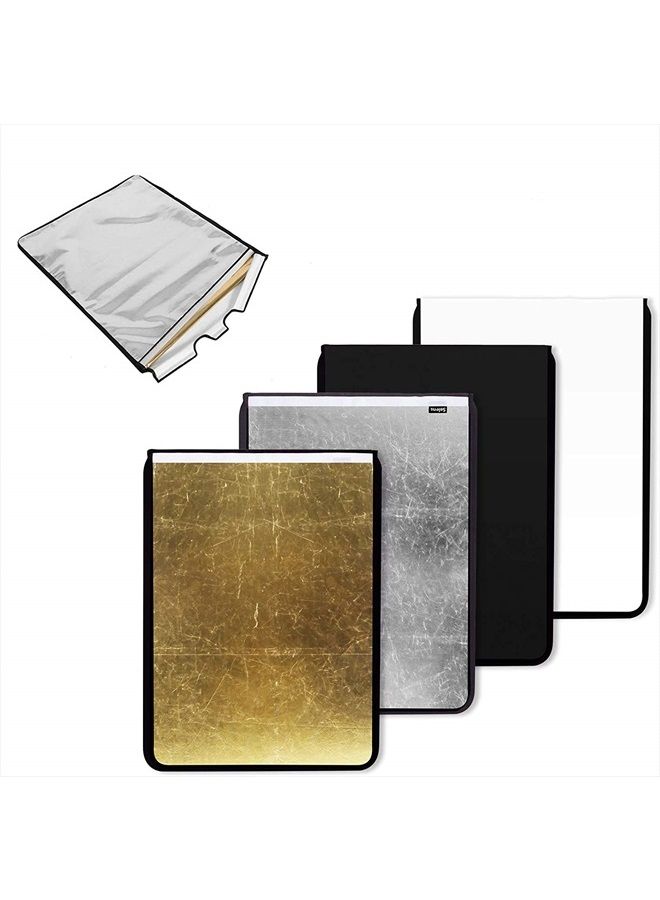 Selens 18" x24in Light Reflector Flag with Frame, 5-in-1 Cover Cloth and Diffuser Gold & Silver, Black & White for Studio Photography Lighting - Image 1