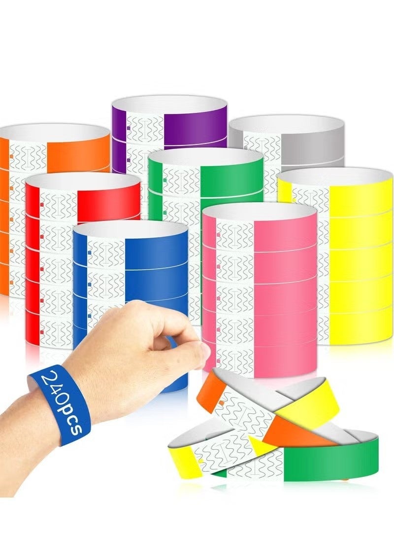 Paper Wristbands For Events Neon Wrist Colored Waterproof Hand For Party Clubs Lightweight Concert Adhesive 240 Pack - Image 1
