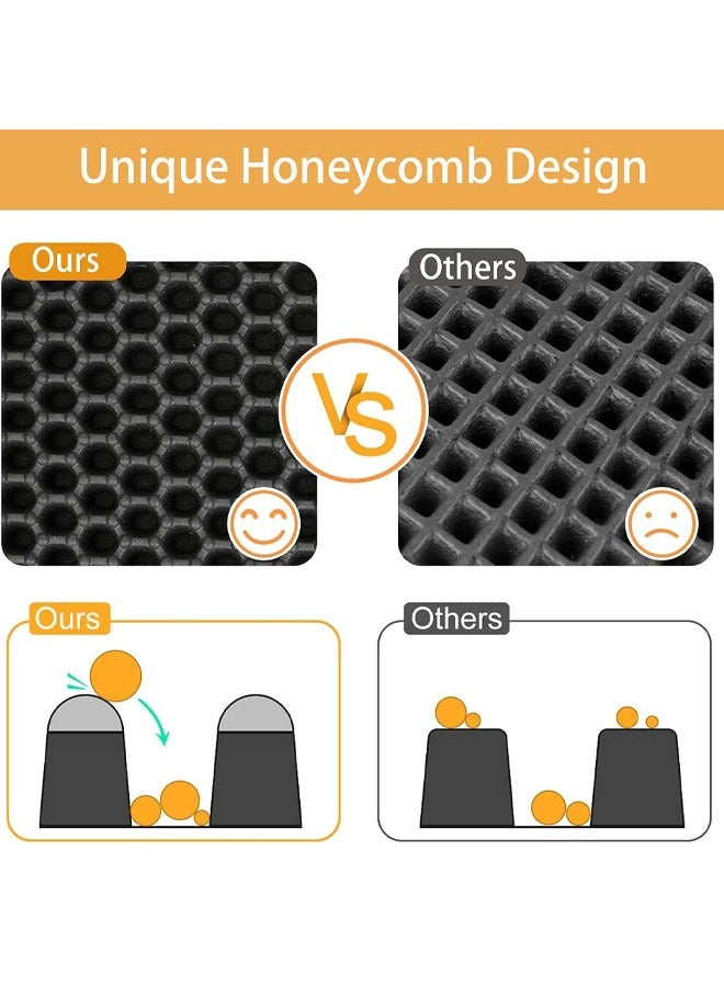 بساط فضلات القطط، بساط محاصرة فضلات القطط مقاس 45x60 سم لصندوق فضلات القطط الرملي على شكل قرص العسل بتصميم طبقة مزدوجة، بساط محاصرة فضلات القطط مع بساط محاصرة فضلات مقاوم للبول لتقليل النفايات - Image 5