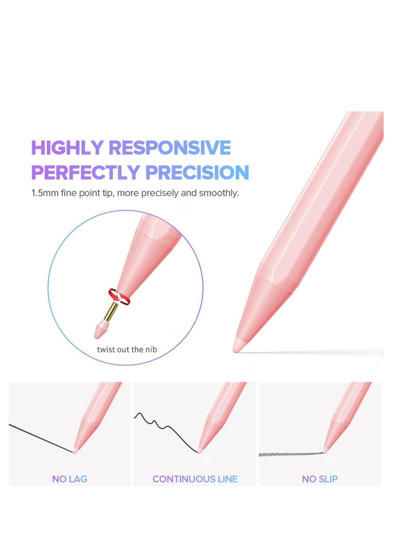 Cool Baby COOLBABY Wireless Charging Stylus iPad Pencil Ultra High Precision And Sensitivity Palm Rejection Power Display Tilt Sensitivity Magnetic Adsorption For iPad 2018 And beyond - Pink - Image 2