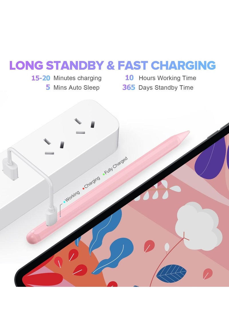 Cool Baby COOLBABY Wireless Charging Stylus iPad Pencil Ultra High Precision And Sensitivity Palm Rejection Power Display Tilt Sensitivity Magnetic Adsorption For iPad 2018 And beyond - Pink - Image 3