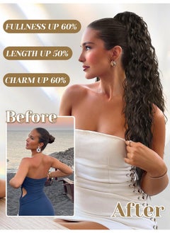 KooKaStyle KooKaStyle Ponytail Extension 30 Inch Drawstring Ponytail Hair Extensions for Women Long Curly Brown Ponytail Synthetic Hairpieces for Daily Use  - Image 4