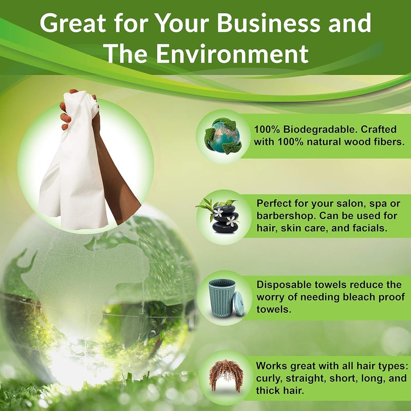 framar Biodegradable Salon Towels for Hair Stylist – Hair Towels for Women, Disposable Towel, Salon Towel, for Spa, Barber, Gym, Super Absorbent and Extra Soft – 50 Count - Image 2