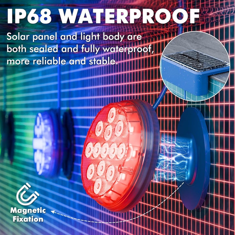 Solar Underwater Pool Lights IP68 Waterproof LED Pond Light RGB Color Changing - Image 3