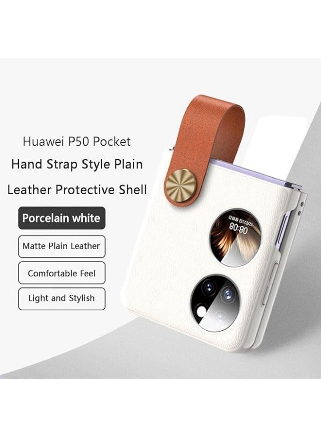 Compatible with Huawei P50 Pocket Case Strap, Premium PU Leather Grip for Women Girl, Shockproof Protective - Image 2