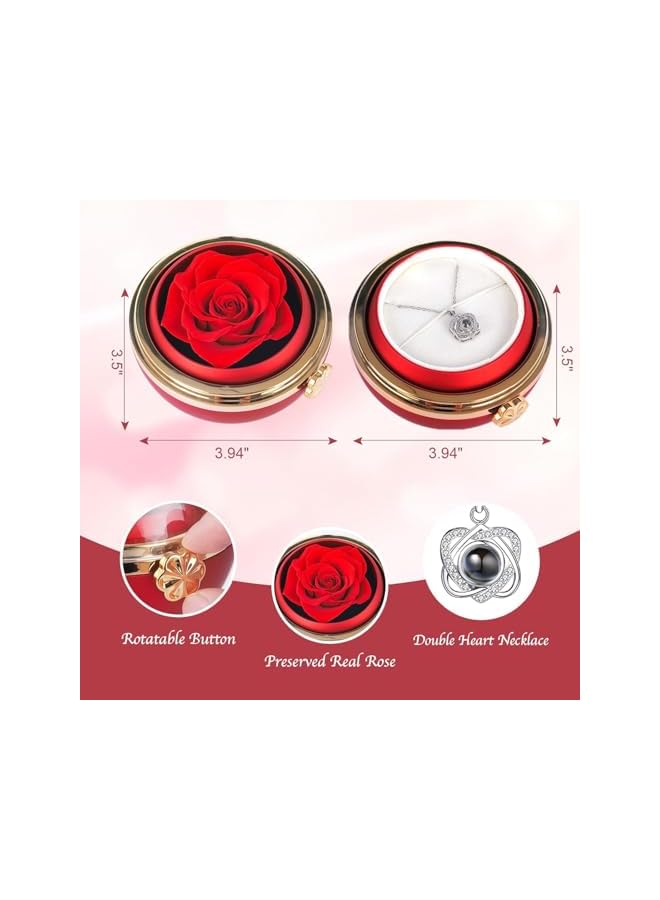 The Bros Preserved Real Rose Box with Hidden "I Love You" Necklace, Eternal Flowers Gift for Mom, Wife, Grandma, Girlfriend – Perfect for Christmas, Valentine's Day (Red) - Image 3
