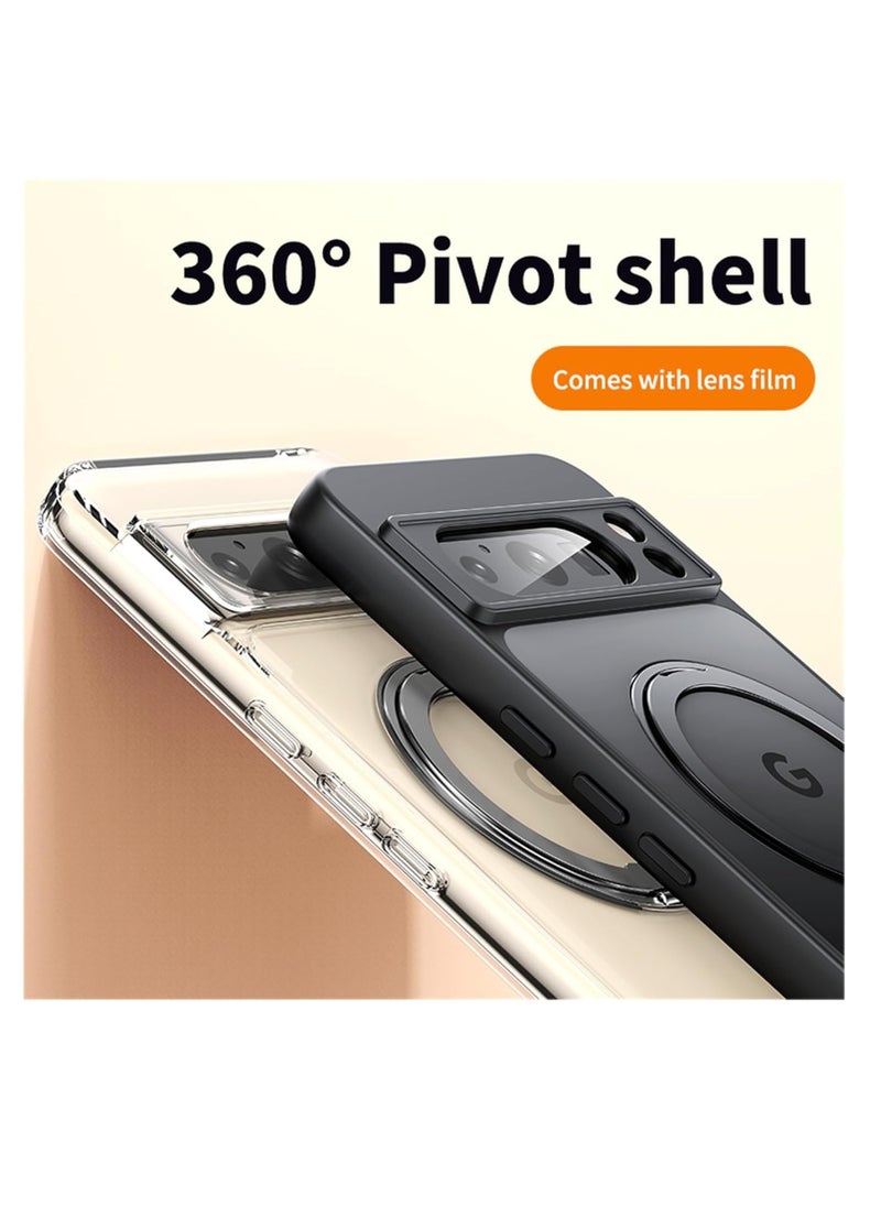 اووكاي - جراب مغناطيسي لهاتف Google Pixel 9 Pro XL مع حامل حلقي، غلاف TPU شفاف فائق النحافة وناعم، جراب واقٍ مضاد للاصفرار ومضاد للخدش ومضاد للصدمات (شفاف) - Image 1