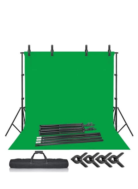 Green Screen Backdrop Stand Kit 6.5x10ft 2X3cm Background Support System with Washable Cloth Chromakey Backdrop and Clamps