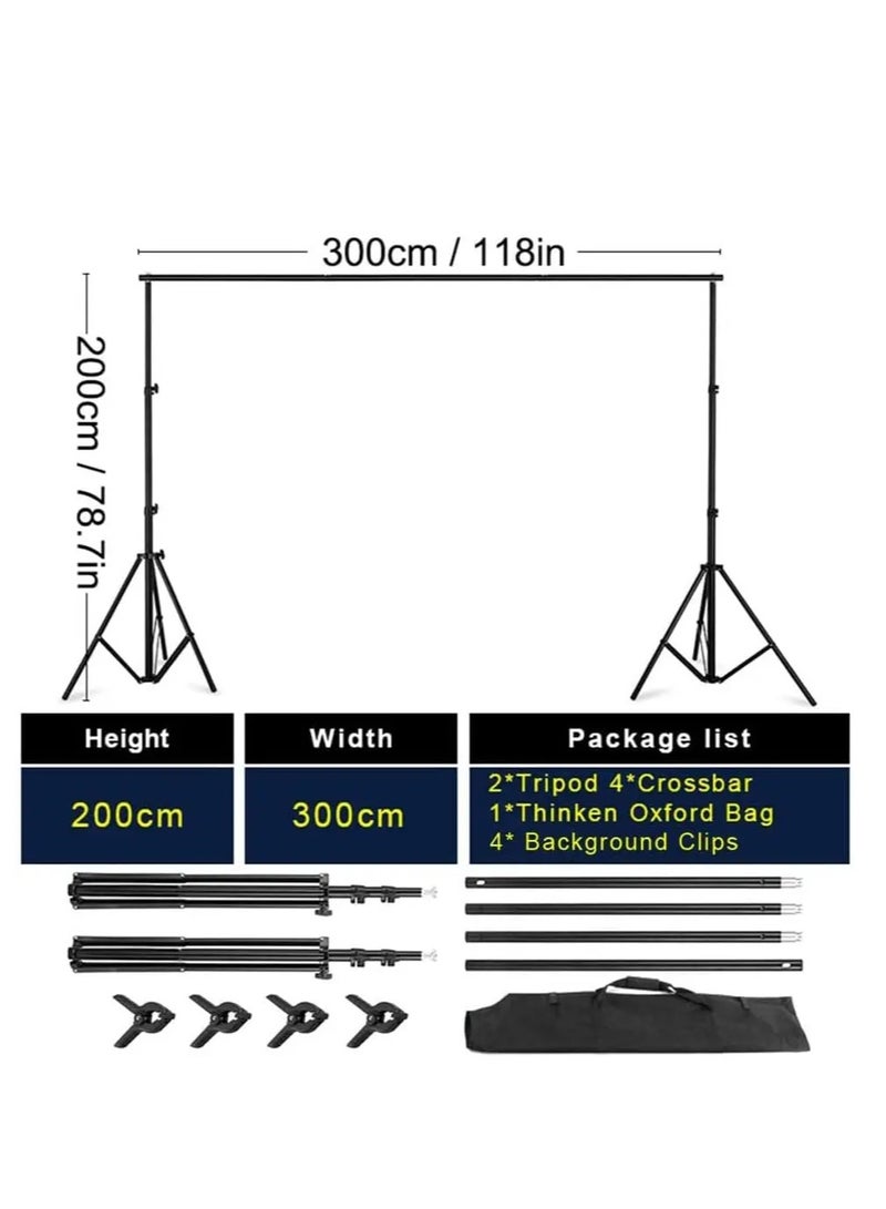 خلفية الشاشة الخضراء مقاس 6.5 × 10 قدم 2 × 3 سم نظام دعم الخلفية مع خلفية كروماكي من القماش قابلة للغسل ومشابك - Image 4