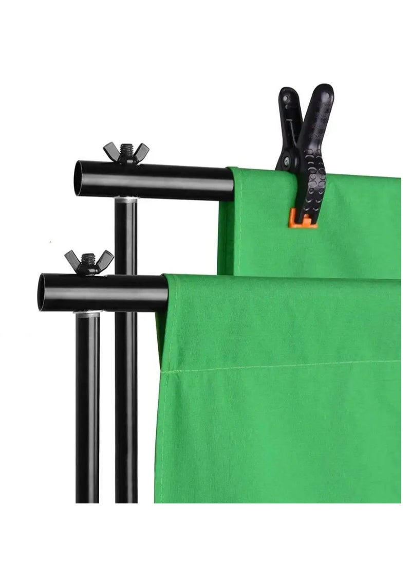 خلفية الشاشة الخضراء مقاس 6.5 × 10 قدم 2 × 3 سم نظام دعم الخلفية مع خلفية كروماكي من القماش قابلة للغسل ومشابك - Image 5