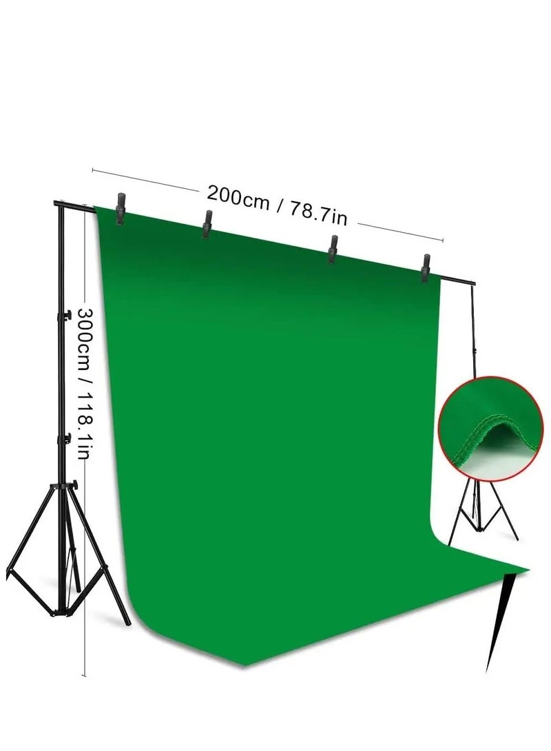 خلفية الشاشة الخضراء مقاس 6.5 × 10 قدم 2 × 3 سم نظام دعم الخلفية مع خلفية كروماكي من القماش قابلة للغسل ومشابك - Image 3
